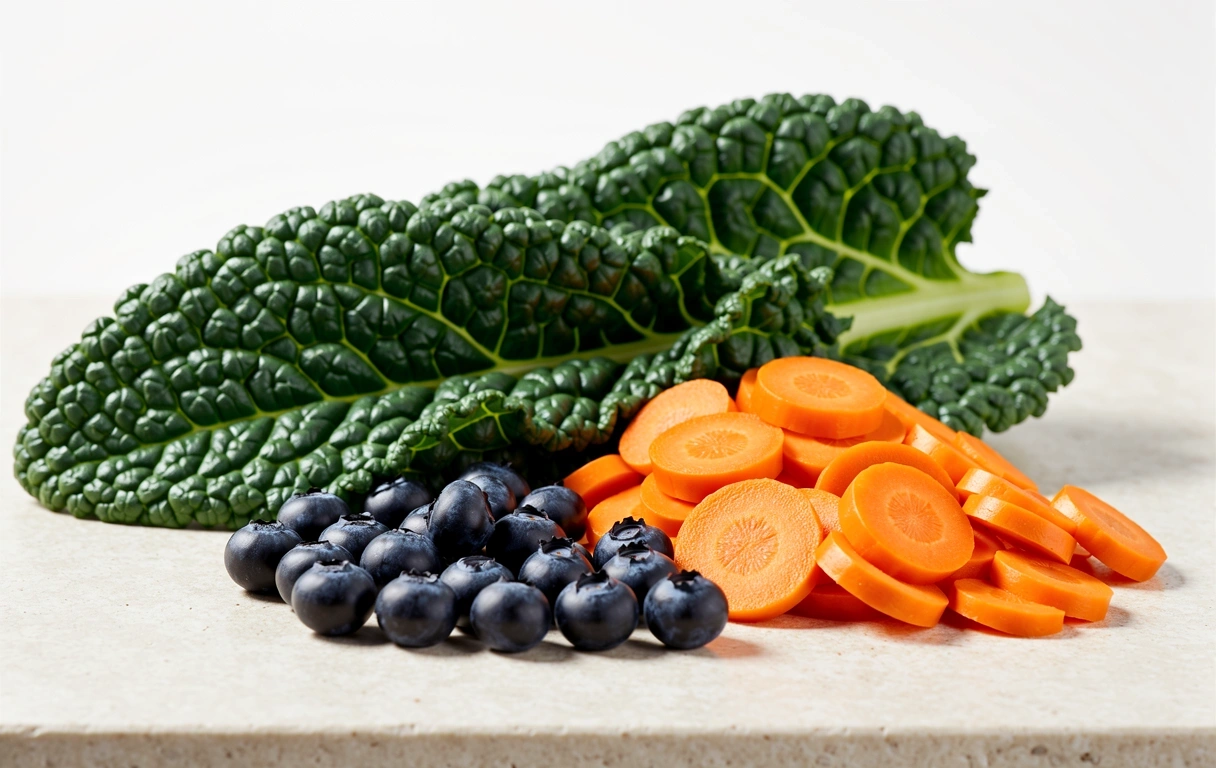 Alimentos frescos ricos en nutrientes para la vista